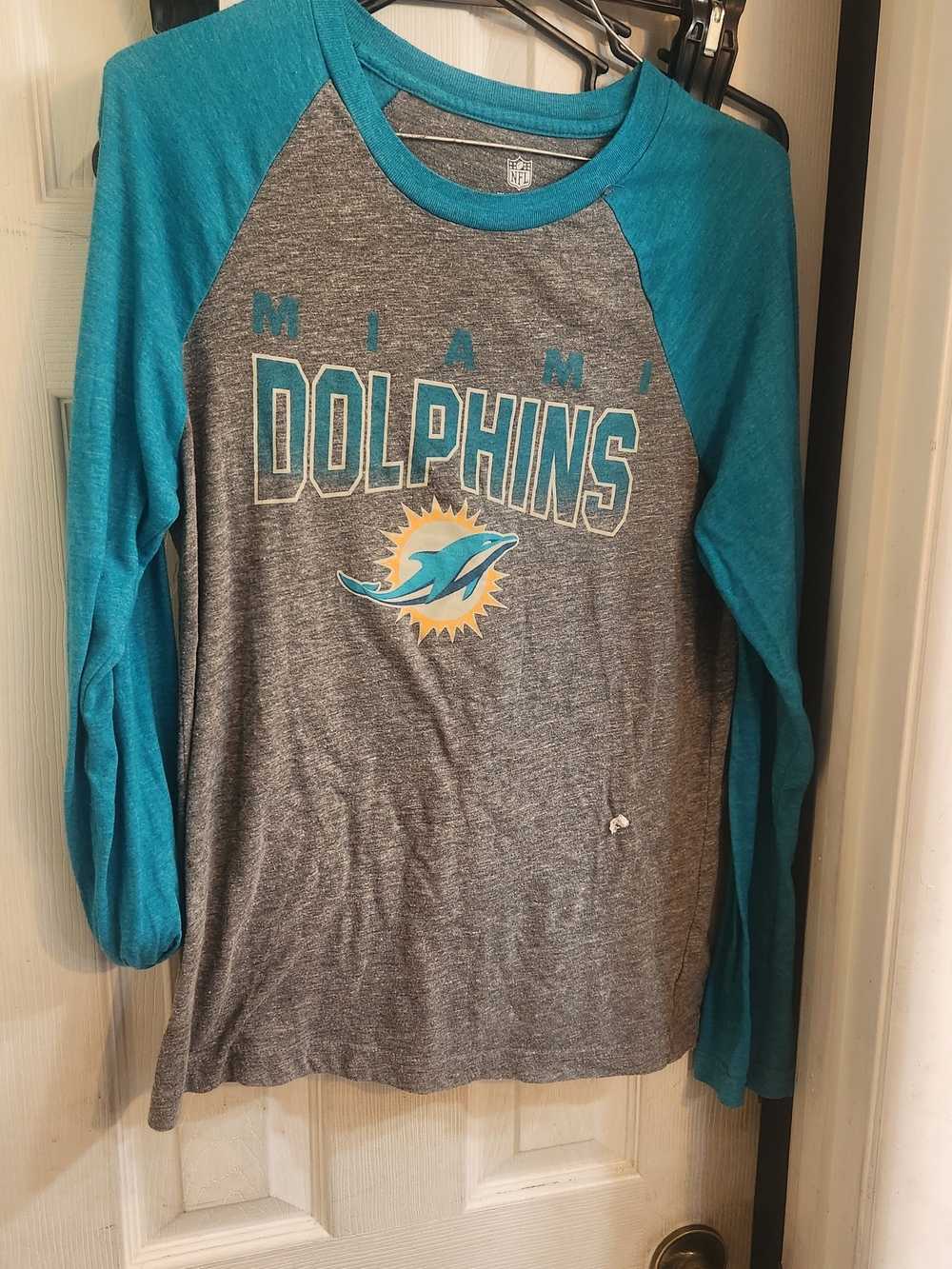 NFL Miami Dolphins Youth Long Sleeve Tee in Gray & Teal